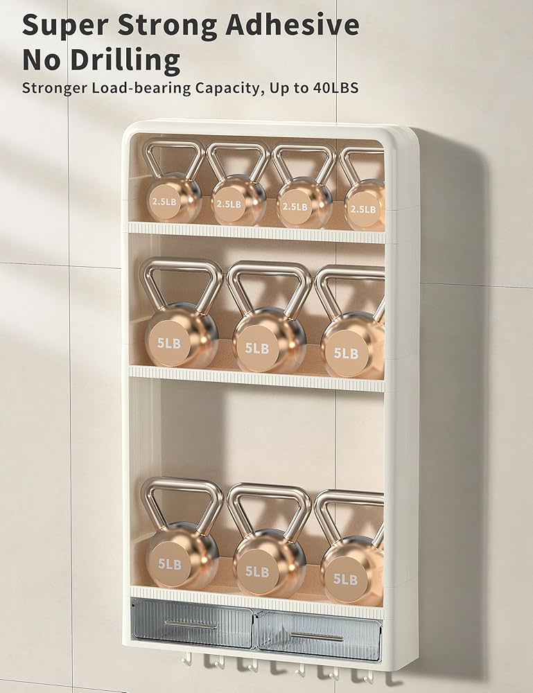 浴室シャワー キャディー 2 引き出し、4 層バス棚大容量、ドリルなし壁マウント Amazon｜GloTika 浴室シャワー キャディー 2 引き出し、4 層バス棚大